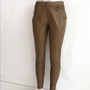 Hue Leatherette light brown leggings